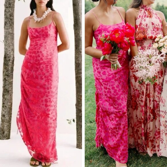 NWT STAUD Destina Maxi Dress - Blossom Garden Party Pink Blush Floral - Picture 1 of 9